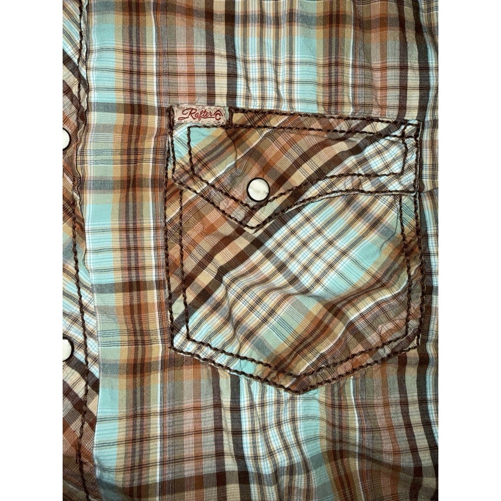 Rafter C Cowboy Collection Western Shirt Mens Medium Pearl Snap Heavy Stitch - Picture 3 of 8